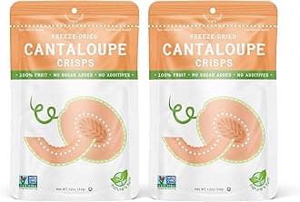 Nature’s Turn Freeze-Dried Cantaloupe Crisps – Healthy, Gluten-Free, Crispy & Delicious, Plant-Based Snack, Ideal for Cereal, Smoothies, School Lunches, & On-the-Go, Bags of 2 (1.2 oz Each)