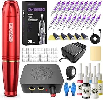 Wormhole Tattoo Kit Tattoo Gun Cartridge Machine Pen for Beginners Rotary Tattoo Machine Kit Professional Complete Tattoo Kit Supplies WTK070-B
