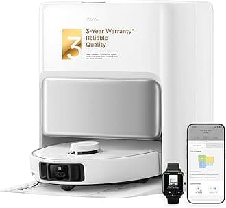 P50 Pro Ultra Robot Vacuum and Mop, 19,000Pa Suction with Anti-Tangle Brush, Removable & Liftable Mop for Carpet & Floor, 167℉ Mop & Washboard Self Drying & Cleaning, Auto Empty & Refill