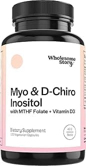 Myo-Inositol & D-Chiro Inositol Capsules with MTHF, Folate, Vitamin D| Support for Ovarian Function, Hormone Balance, & Homocysteine Levels | Fertility Supplements for Women | 40:1 Ratio