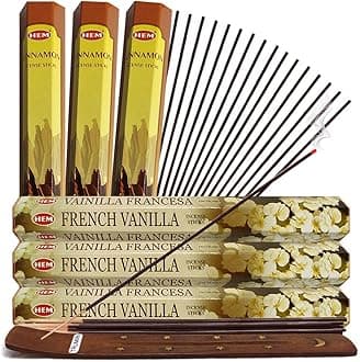 TRUMIRI French Vanilla Incense Sticks and Cinnamon Incense Sticks with Incense Holder Bundle for Home Fragrance and Spiritual Décor