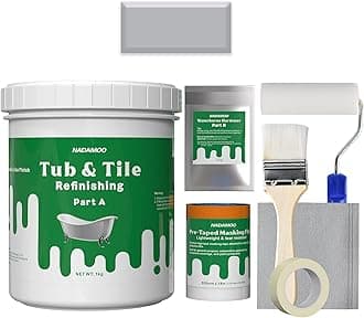 NADAMOO Tub and Tile Refinishing Kit Light Gray With Tools，1kg / 35 oz Emulsion and 20g Hardener