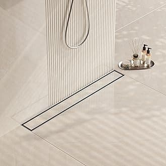 Brushed 48-Inch Linear Shower Drain,with 2-in-1 Flat & Tile Insert Brushed Cover, Rectangle Shower Floor Drain, Floor Shower Drain with Adjustable Leveling Feet, Hair Strainer