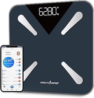 Bluetooth BMI Weight Machine for Body Weight, Digital Body Fat Analyzer & Smart Body Composition Scale with Mobile App, 14 Body Parameters, LED Display & 1 Year Warranty - BS191