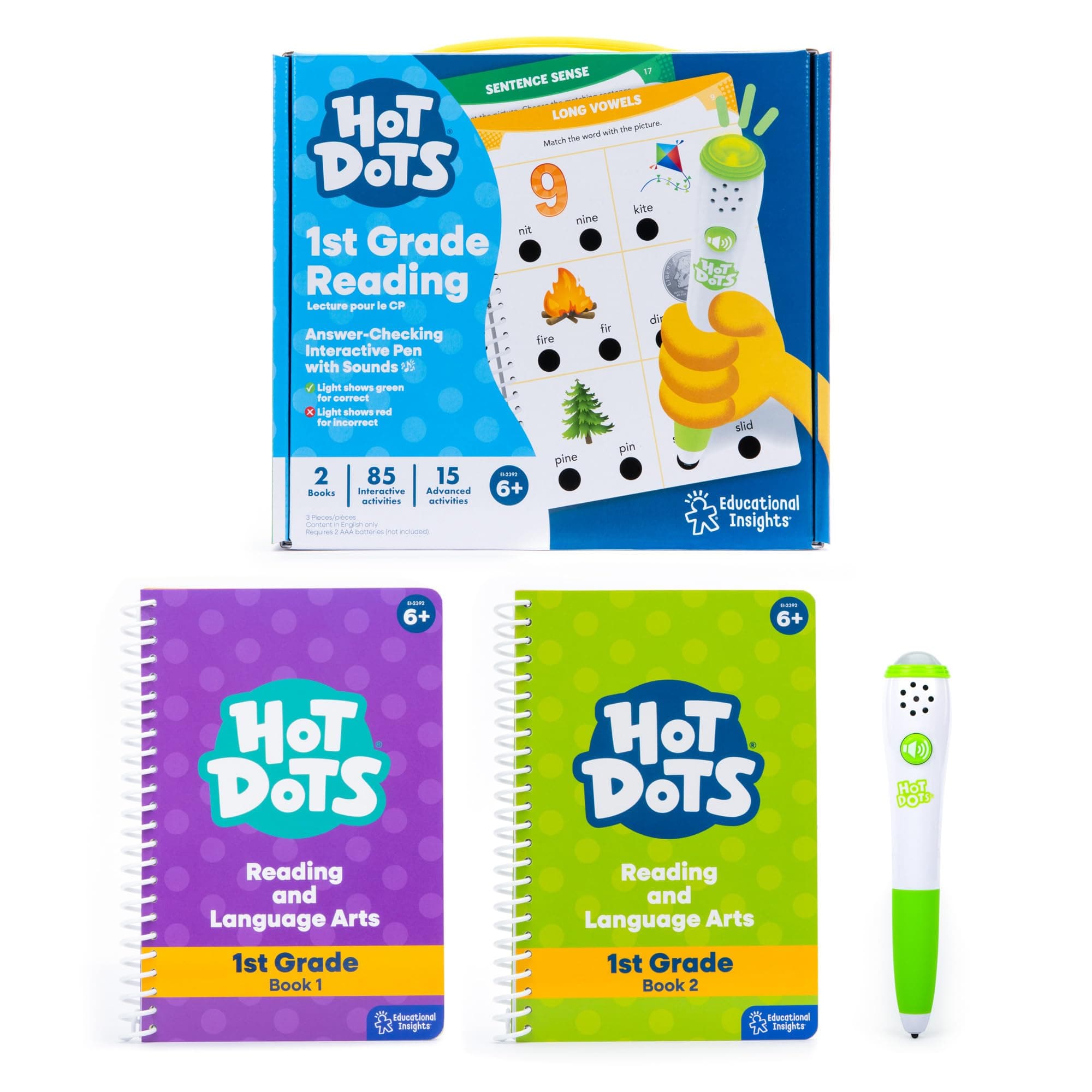 Educational Insights Hot Dots Let's Master Grade 1 Reading Set with Talking Pen