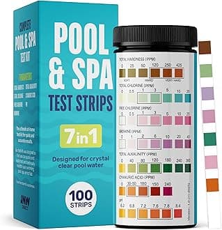 Pool Test Strips, Quick & Accurate Pool and Spa Test Strips, Pool Water Test Kit - Chlorine, Bromine, pH, Hardness, Alkalinity, Pool Water Tests, Spa and Hot Tub Test Strips - JNW