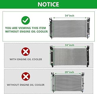 34" Core Radiator Complete Assembly Compatible with 2002-2005 Escalade 5.3L 2002-2006 Escalade 6.0L 2007-2008 Escalade 6.2L Replace# 2423