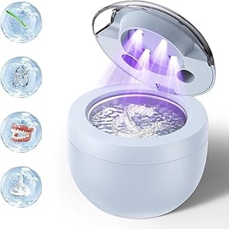 Ultrasonic Retainer Cleaner, Retainer Cleaner Machine for Dentures, Mouth Guards, Braces, Toothbrush Heads, Jewelry with 200ML Capacity, 45kHz Retainer Cleaning, 4 Modes for Appliances (Light Blue)