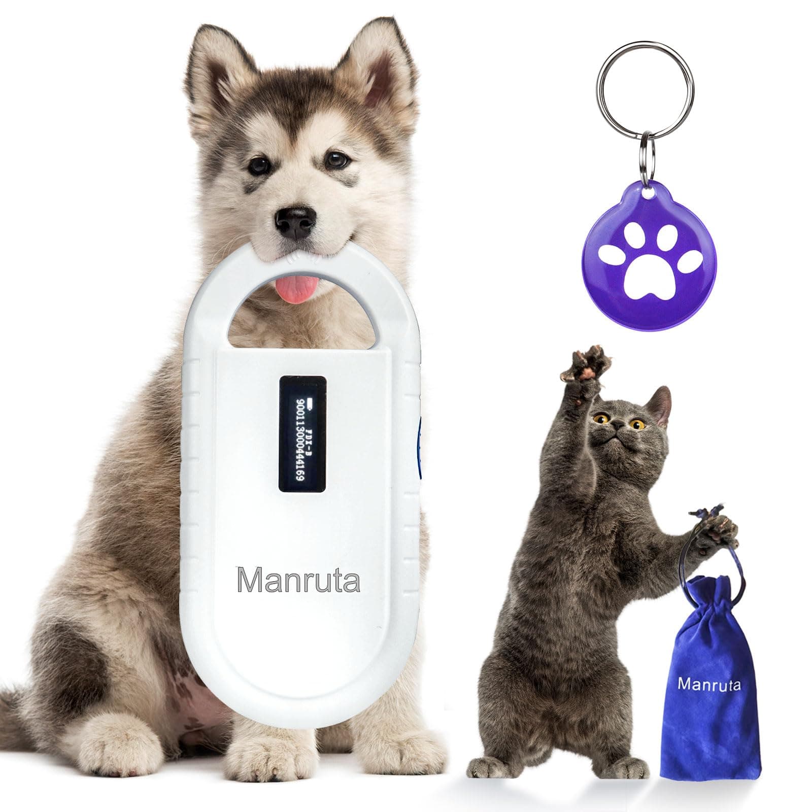 ManrutaPet ID Microchip Scanner,134.2khz ISO Microchip Reader Support 10 or 15 Digit ID Numbers Do Not Read 9 ID Number