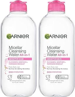 Micellar Water, Hydrating Facial Cleanser & Makeup Remover, Suitable for Sensitive Skin, Vegan, Cruelty Free, 13.5 Fl Oz (400mL), 2 Count