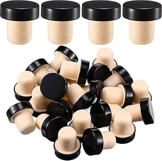 Yookeer T-shaped Stopper Cork Wine Bottle Stoppers Reusable Wine Sealing Plug for Beer Bottles DIY Craft(Black,24 Pieces)