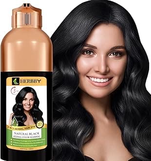 HERBBY Hair Color Shampoo for Gray Hair Coverage&Color Transform with 9 Herbal Extracts –Long Lasting(6-8 Weeks),Shiny,Evenly Colored,Instant Hair Dye Shampoo&Conditioner,500 Ml (NATURAL BLACK COLOR)