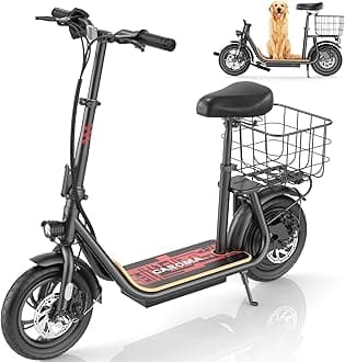 Peak 800W/1200W Electric Scooter with Seat 12" Tire, 30 Miles Range 20MPH Max Speed, Foldable Electric Scooter for Adults 300 LBS Max Load