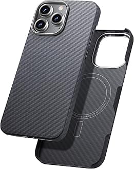 Aramid Fiber for iPhone 16 Pro Case,Compatible with Magnet,Slim & Light Case for iPhone 16 Pro, Case-Less Touch Feeling, Black/Grey(Twill)