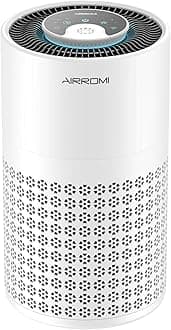 AIRROMI Air Purifier for Bedroom with HEPA 3-in-1 Filter, Pet Air Purifier for Home Cat Pee Smell, Covers Upto 990 Ft², Quiet 360° intake Air Cleaner for pet hair,allergies,Dust,Smoke A2001 White
