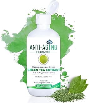 Pure Green Tea Extract for Skin and Hair – Cold-Processed Antioxidant, Polyphenol & EGCG Serum with USDA Organic Leaves – Natural - Alcohol-Free - 8 fl oz