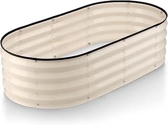 Plant & Plot Galvanized Raised Garden Beds Outdoor // 4×2×1 ft Planter Raised Beds for Gardening, Vegetables, Flowers // Large Metal Garden Box (White) // Patented Tool-Free Design