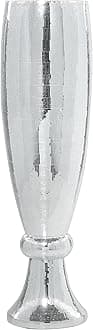 Deco 79 Polystone Decorative Vase Tall Champagne Flute Shape Centerpiece Vase with Mosaic Mirror Inlay, Flower Vase for Home Decoration 13" x 13" x 48", Silver