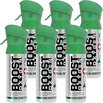 Boost Oxygen Pocket Size Natural 3L Canister | Respiratory Support for Aerobic Recovery, Altitude, Performance & Health (6 Pack)