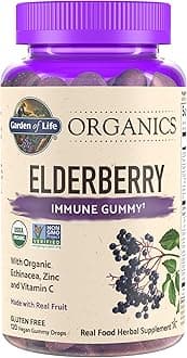 Organics Elderberry Gummies for Adults & Kids - Immune Support Supplement with Organic Fruit, Herbal Blend, Elderberry, Echinacea, Zinc, Vitamin C, 120 Vegan Gluten Free Gummies