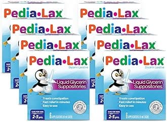 Liquid Glycerin Suppositories Laxative, Kid's Constipation Relief in Minutes, 6 Count, Pack of 24