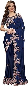 Women's Rangoli Silk Embroidred Saree with Unstitched Blouse Piece