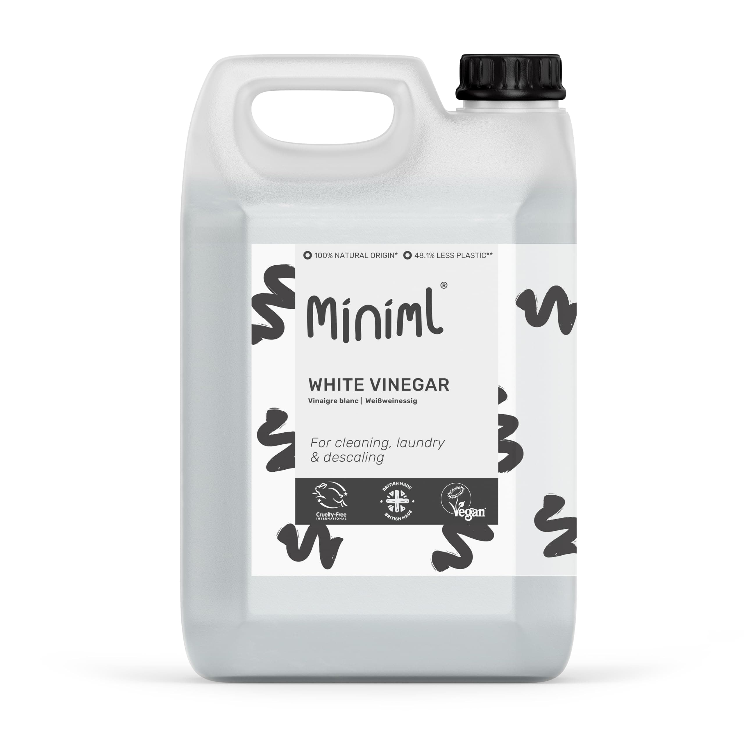 Eco White Vinegar Cleaning - All Natural Multi-Surface & Multi-Purpose Cleaner, Limescale Remover, Laundry Softener & More - 100% Vegan & Cruelty Free (5L (Pack of 1)