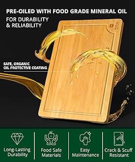 ROYAL CRAFT WOOD Extra Large Cutting Boards for Kitchen Meal Prep & Serving-Bamboo Wood Cutting Board with Deep Juice Groove - Charcuterie & Chopping Butcher Block for Meat - Gadgets Gift (XL 18x12")
