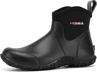 HISEA Men's Rain Boots, Ankle Height Garden Shoes Waterproof Rubber Neoprene Mud Boots Durable Insulated Short Outdoor Work Booties for Gardening Farming Camping Fishing and Yard Working
