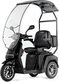 – TURRIS with Canopy- 3 Wheeled Mobility Vehicle - Fully Assembled and Ready to use - Full LED Lights - High Contrast Display - Alarm System (Black)