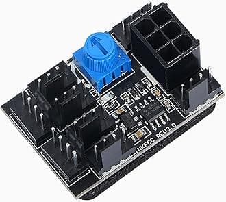 MEIRIYFA 4 Pin Fan Adapter PWM PC Chassis Cooling Fan Hub 8 Way Splitter DC12V Speed Controller with 6 Pin Power Port,Chassis Fan Pressure Regulating Governor