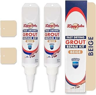 Tile Grout, Repair Kit, 2 Pack Grout Filler, Restore & Renew Tile Joints Line, Fast Drying Tile Grout Paint Squeeze Tube for Bathroom Shower Kitchen Floor, Waterproof (17.6 oz, Beige)