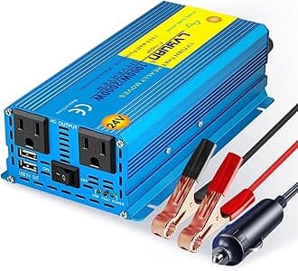LVYUAN 1000 Watt Pure Sine Wave Power Inverter 12V DC to 110V/120V AC Converter with 2 sockets and USB Port for Car Truck Family Solar System,RV, Truck,Road Trip & Emergency