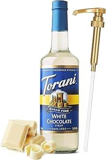 Jimoco® Syrup Pump Dispenser + Torani® Sugar Free White Chocolate Syrup, 25.4 oz - Coffee Syrup Pump & Flavoring Bundle