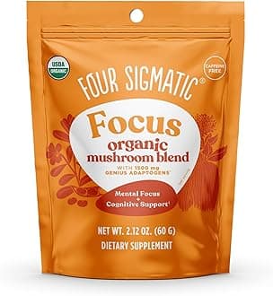 Four Sigmatic Focus Blend | Organic Lion's Mane Powder with Adaptogen and Mushroom Blend | Includes Cordyceps, Rhodiola, Bacopa & Mucuna | 30 Servings