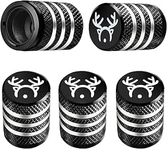 Tire Valve Stem Cap Cover - (5 Pack) Tire Air Cap Corrosion Resistant Christmas Reindeer Antler Antlers Auto Accessories Decoration for Car Truck Bike Black