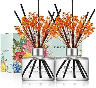 COCODOR Preserved Flower Reed Diffuser/Dark Vanilla&Sandalwood/6.7oz/2Pack / Home Fragrance Scent Essential Oil Stick Diffuser for Bedroom Bathroom Home Décor