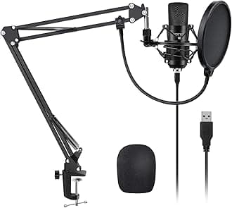 YOTTO USB Microphone Kit 192KHZ/24BIT Plug & Play Computer PC Microphone Studio Streaming Cardioid Mic with Boom Arm Shock Mount Pop Filter for Recording Broadcasting YouTube Gaming Voice