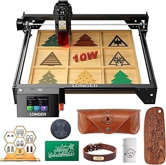 Longer RAY5 New Upgraded Laser Engraver, Laser Engraver 10W Output Power, 3.5” Color Touch Screen, App Offline Control, DIY Engraver Tool for Metal/Glass/Wood Engraving Area 15.75"x15.75"