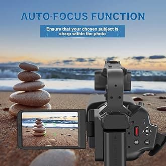 4K 64MP Video Camera Camcorder with Expandable Handheld Grip, Remote & WiFi Control Vlogging Camera. 18X Digital Zoom Recorder with Flip Screen for Youtube/Blogging, 4" LCD Touch Screen…