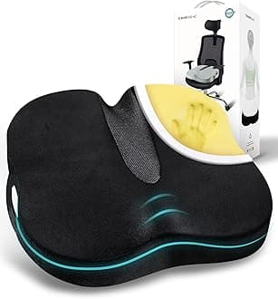 Travel Ease Memory Foam Coccyx Orthopedic Seat Cushion, Seat Cushion for Lower Back Pain and Sciatica Tailbone Pain Relief – Fit for Office Chair, Car Seat, Wheelchair (Black)