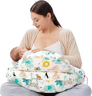 Momcozy Original Nursing Pillow for Breastfeeding, Plus Size Breastfeeding Pillows for More Support, with Adjustable Waist Strap and Removable Cotton Cover, Colorful Wildlife