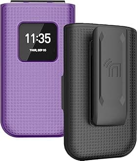 Case with Clip for Nokia 2720 V Flip Phone, Nakedcellphone [Purple] Snap-On Hard Shell Cover with [Rotating/Ratchet] Belt Hip Holster Holder for Verizon TA-1295