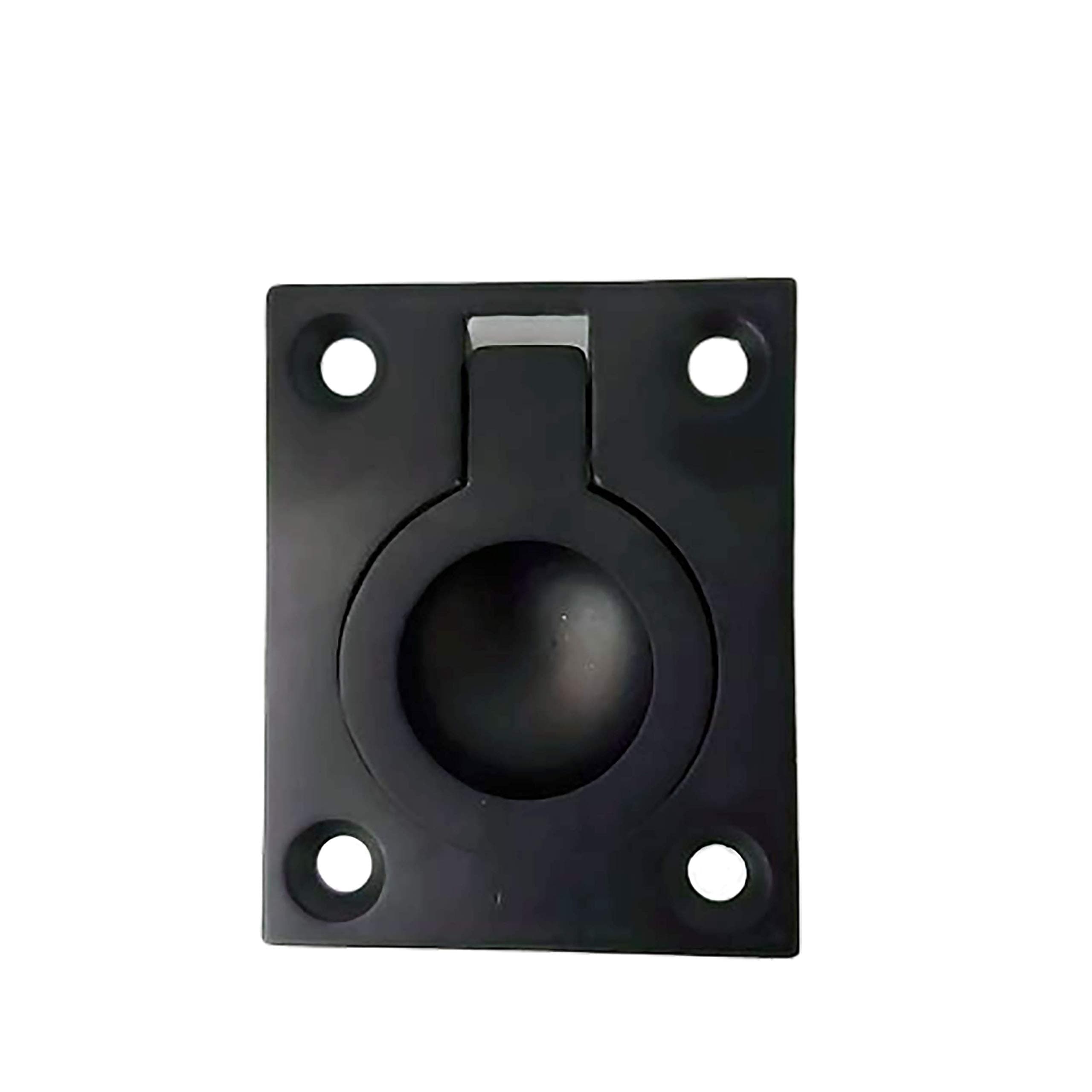 QCAA Solid Brass Flush Ring Pull, 36.5 x45 mm, Matte Black, 1 Pack, Made in Taiwan