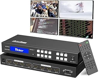 4K HDMI Matrix Switch 4x4, 4K@30Hz HDMI Matrix Switcher Splitter 4 in 4 Out with Backlit Button, Support HDCP EDID Management RS232 Control Downscale 4K & 1080P Together