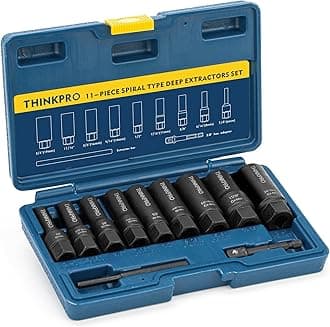 Bolt Extractor Kit,11-Piece Lug Nut Removal Tool,Deep Extractor Socket Set Nut Extractor Set for Removing Stud,Broken,Stripped,Frozen,Rusted,Rounded-Off Bolts, Nuts & Screws