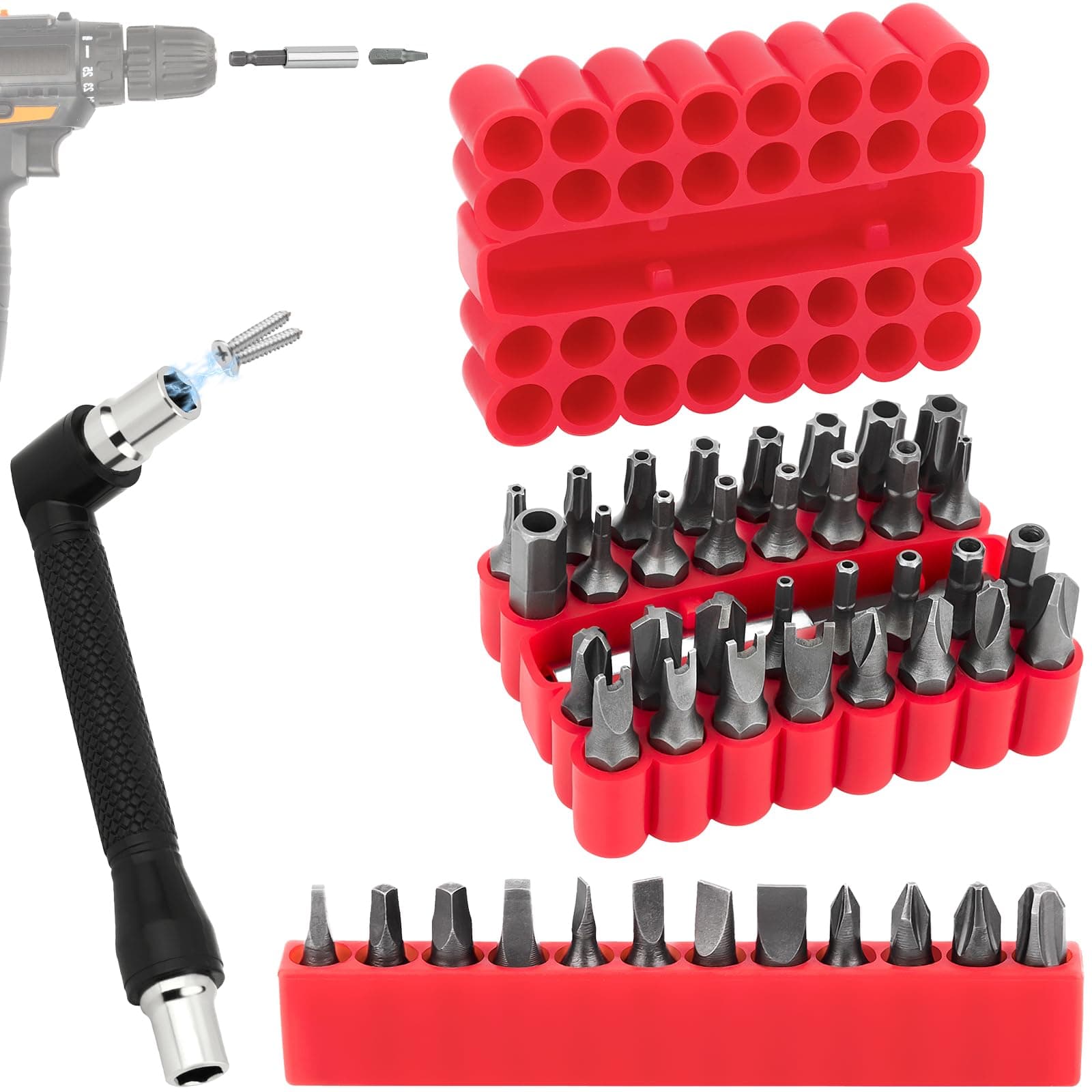 46pcs Security Bit Set with Security Torx, Square, Metric & SAE Hex, Torq, Phillips, Slotted, Triwing, Spanner – Tamper Proof Torx Bits, Comprehensive Security Screwdriver Set