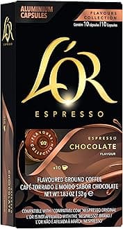 L'OR Espresso Capsules, 10 Count Chocolate, Single-Serve Aluminum Coffee Capsules Compatible with the L'OR BARISTA System & *Nespresso Original Machines, 10 Count (Pack of 10)