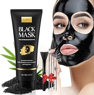 Blackhead Remover Mask Kit, Charcoal Peel Off Facial Mask with Brush and Pimple Extractors, Deep Cleansing for Face Nose Blackhead Pores Acne, For All Skin Types (3.5 Fl.oz)