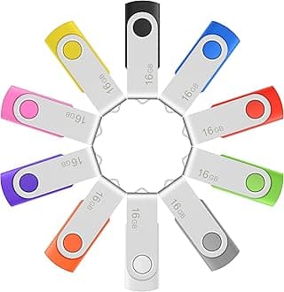 Enfain 32GB USB 2.0 Flash Drive Assorted-10-Color 10 Pack Thumb Drive for Data Storage and Distribution, User-Friendly Packaging for Back-to-School Gift, Personal Use and Office Use